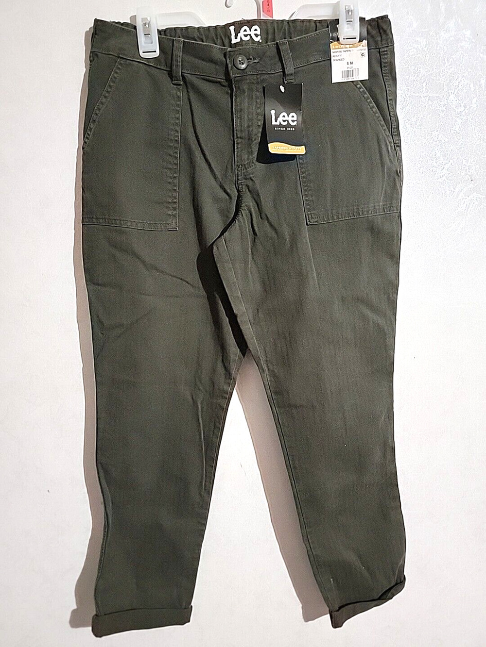 Lee Tapered Utility Mid-Rise Regular Fit Jeans Seaweed Green sz 8M
